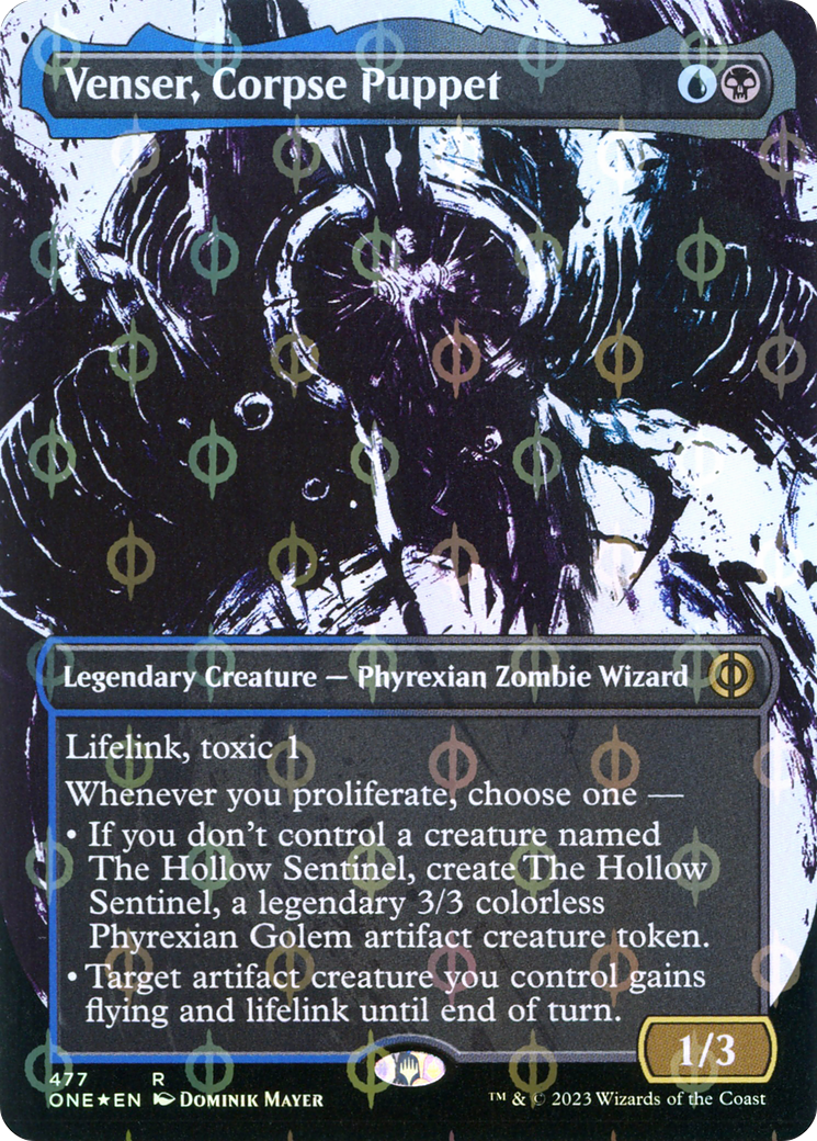 Venser, Corpse Puppet (Borderless Ichor Step-and-Compleat Foil) [Phyrexia: All Will Be One] | Gam3 Escape