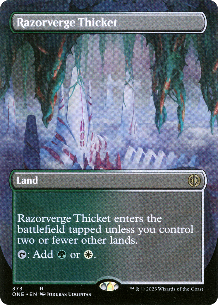 Razorverge Thicket (Borderless Alternate Art) [Phyrexia: All Will Be One] | Gam3 Escape