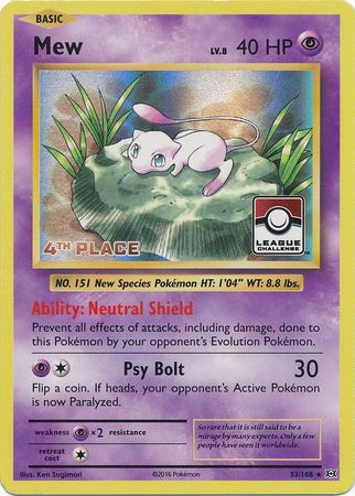 Mew (53/108) (League Promo 4th Place) [XY: Evolutions] | Gam3 Escape