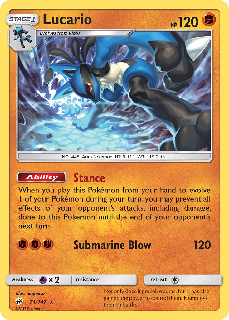 Lucario (71/147) (Theme Deck Exclusive) [Sun & Moon: Burning Shadows] | Gam3 Escape