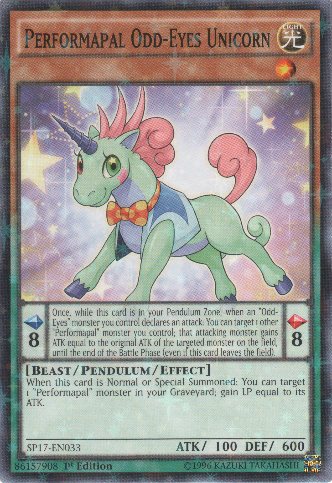 Performapal Odd-Eyes Unicorn (Starfoil) [SP17-EN033] Starfoil Rare | Gam3 Escape