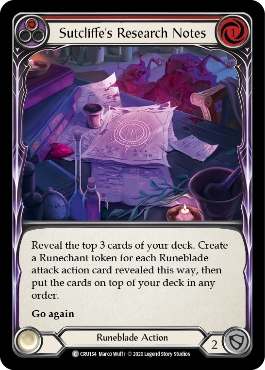 Sutcliffe's Research Notes (Red) [CRU154] 1st Edition Rainbow Foil | Gam3 Escape