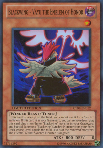 Blackwing - Vayu the Emblem of Honor [CT07-EN012] Super Rare | Gam3 Escape