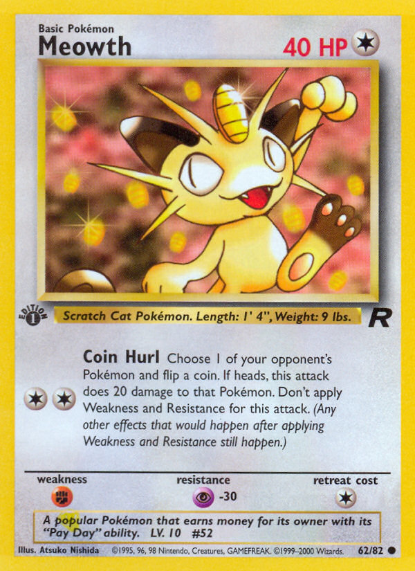 Meowth (62/82) [Team Rocket 1st Edition] | Gam3 Escape