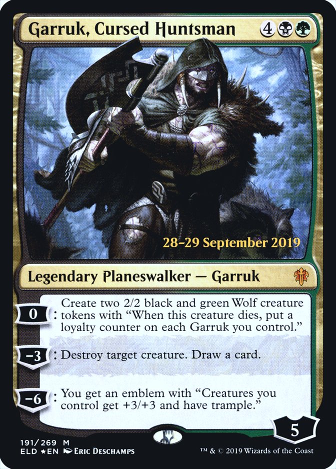 Garruk, Cursed Huntsman  [Throne of Eldraine Prerelease Promos] | Gam3 Escape