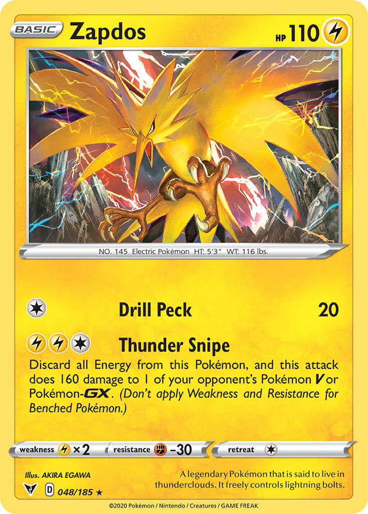 Zapdos (048/185) [Sword & Shield: Vivid Voltage] | Gam3 Escape