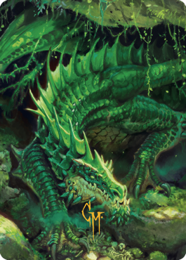 Lurking Green Dragon Art Card (Gold-Stamped Signature) [Commander Legends: Battle for Baldur's Gate Art Series] | Gam3 Escape
