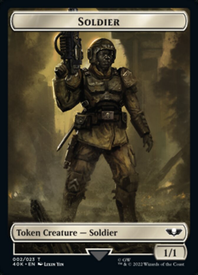 Soldier (002) // Zephyrim Double-sided Token (Surge Foil) [Universes Beyond: Warhammer 40,000 Tokens] | Gam3 Escape
