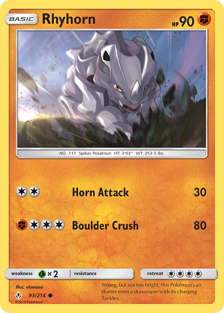 Rhyhorn (93/214) [Sun & Moon: Unbroken Bonds] | Gam3 Escape