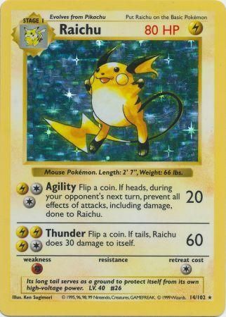 Raichu (14/102) [Base Set Shadowless Unlimited] | Gam3 Escape