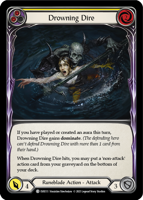 Drowning Dire (Yellow) [EVR111] (Everfest)  1st Edition Rainbow Foil | Gam3 Escape