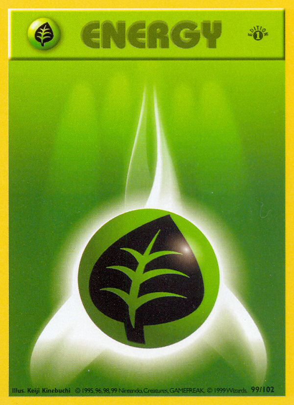 Grass Energy (99/102) (Shadowless) [Base Set 1st Edition] | Gam3 Escape