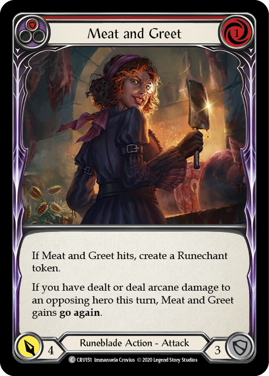 Meat and Greet (Red) [CRU151] 1st Edition Rainbow Foil | Gam3 Escape