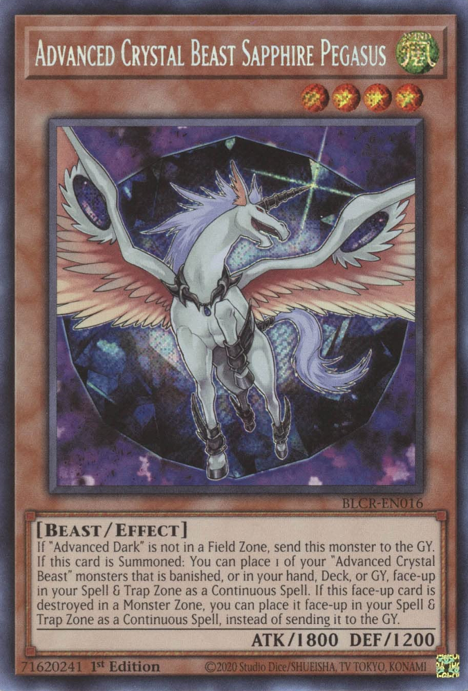 Advanced Crystal Beast Sapphire Pegasus [BLCR-EN016] Secret Rare | Gam3 Escape