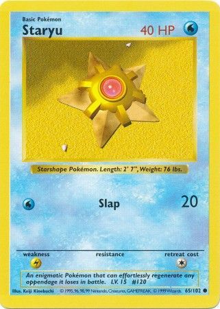 Staryu (65/102) [Base Set Shadowless Unlimited] | Gam3 Escape