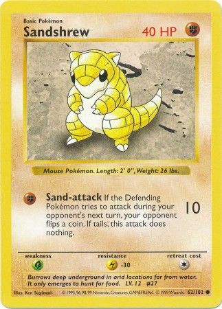 Sandshrew (62/102) [Base Set Shadowless Unlimited] | Gam3 Escape