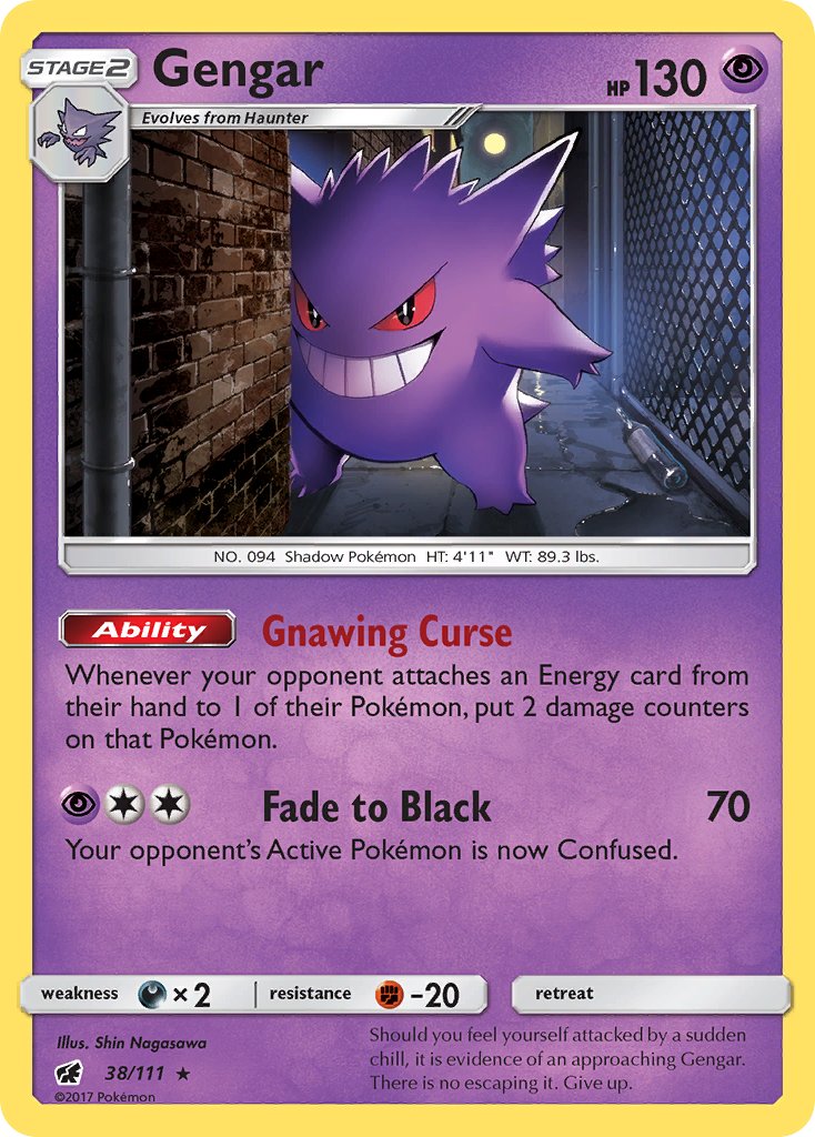 Gengar (38/111) (Prerelease Kit Exclusive) (Theme Deck Exclusive) [Sun & Moon: Crimson Invasion] | Gam3 Escape