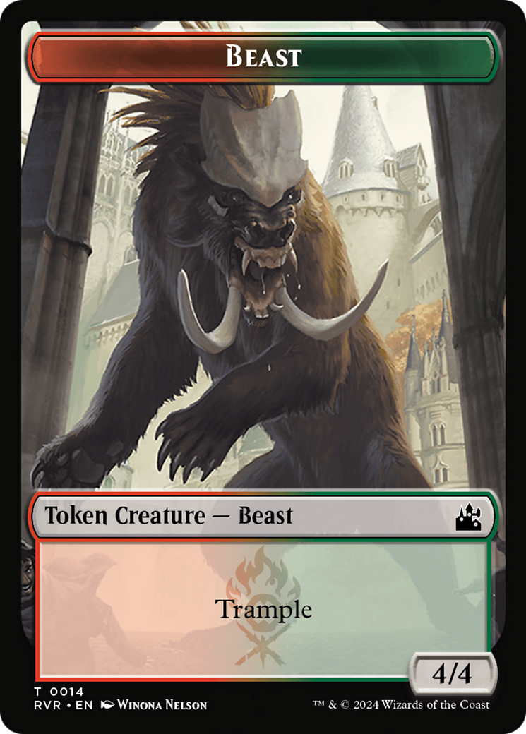 Spirit (0018) // Beast Double-Sided Token [Ravnica Remastered Tokens] | Gam3 Escape