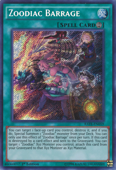 Zoodiac Barrage [RATE-EN059] Secret Rare | Gam3 Escape