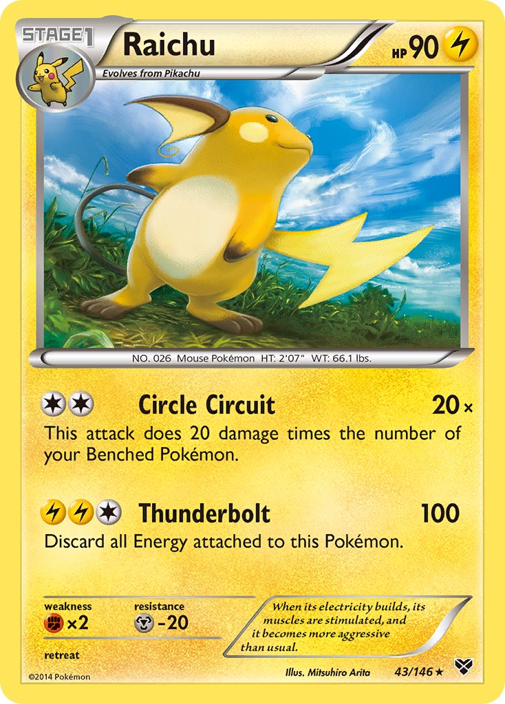 Raichu (43/146) (Battle Arena Deck Exclusive) (Theme Deck Exclusive) [XY: Base Set] | Gam3 Escape