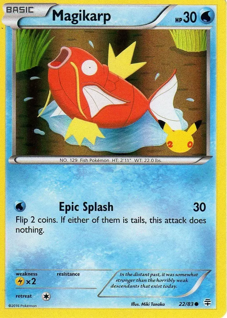 Magikarp (22/83) (20th Anniversary Stamp) [XY: Generations] | Gam3 Escape