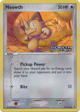 Meowth (77/113) (Stamped) [EX: Delta Species] | Gam3 Escape