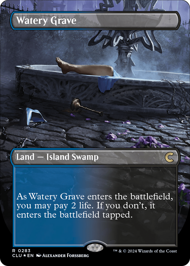 Watery Grave (Borderless) [Ravnica: Clue Edition] | Gam3 Escape