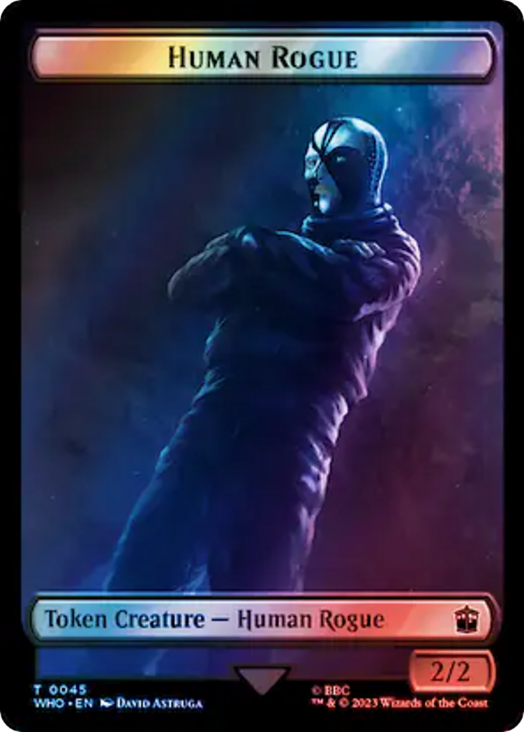 Human Rogue // Dinosaur Double-Sided Token (Surge Foil) [Doctor Who Tokens] | Gam3 Escape