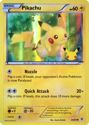 Pikachu (26/83) (20th Anniversary) [XY: Generations] | Gam3 Escape