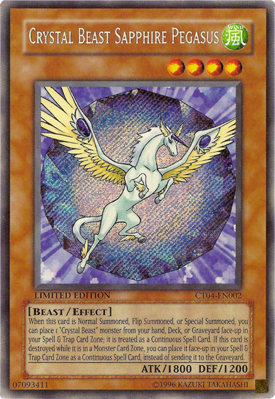 Crystal Beast Sapphire Pegasus [CT04-EN002] Secret Rare | Gam3 Escape