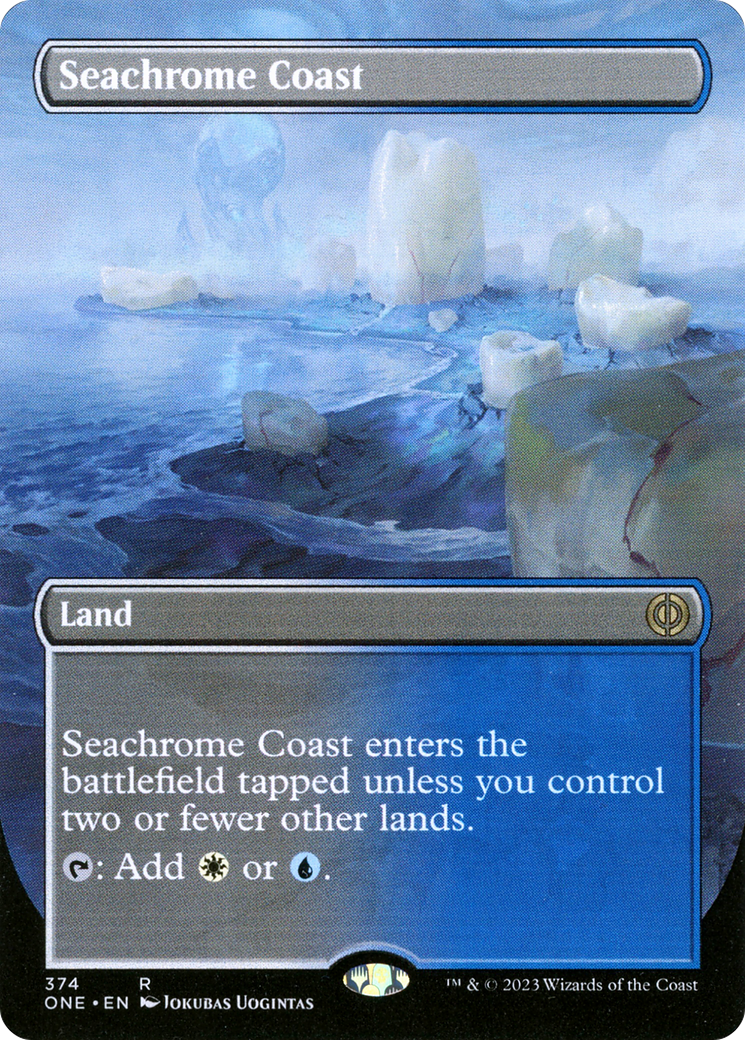 Seachrome Coast (Borderless Alternate Art) [Phyrexia: All Will Be One] | Gam3 Escape