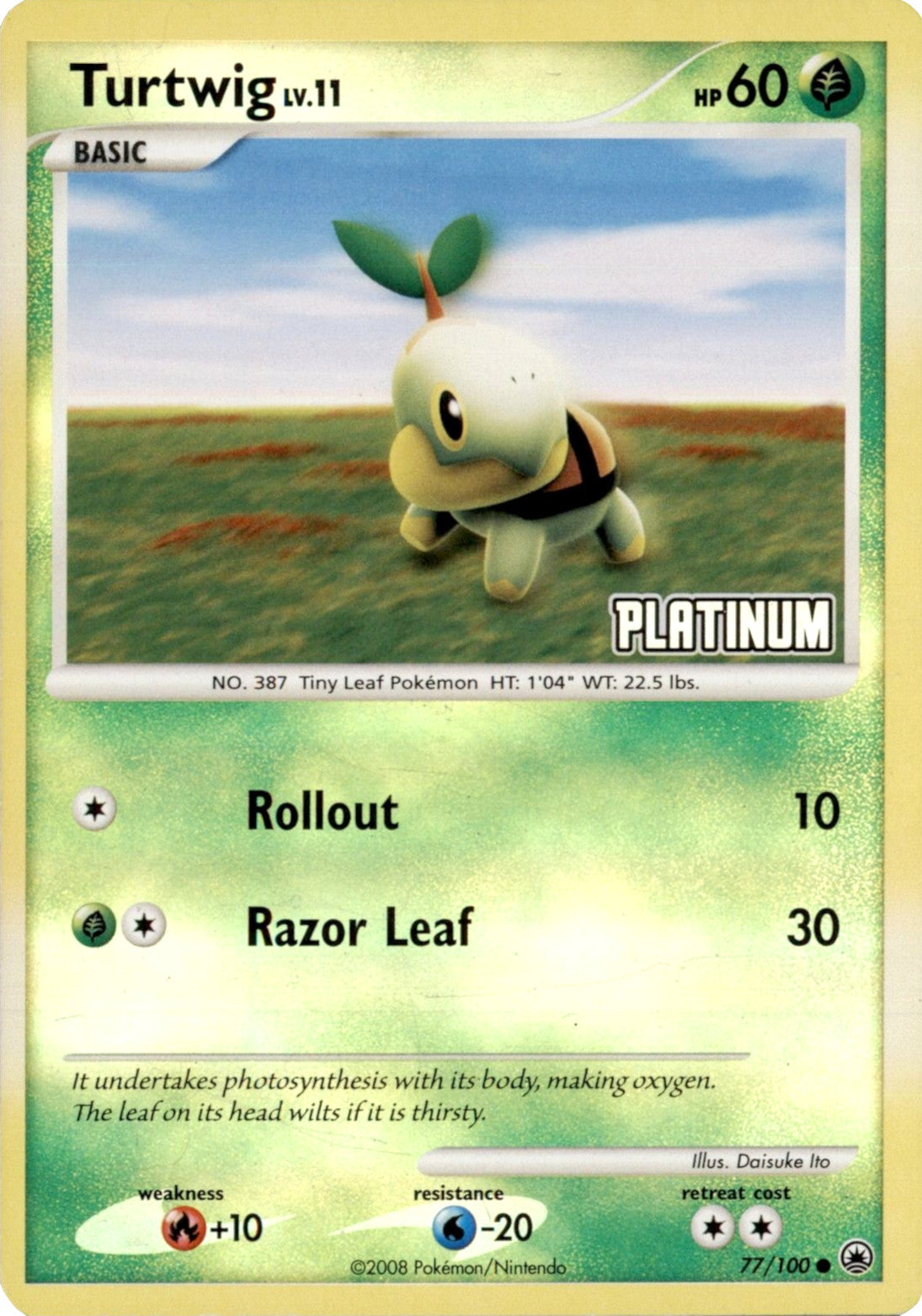 Turtwig LV.11 (77/100) (Platinum) [Burger King Promos: 2008 Collection] | Gam3 Escape