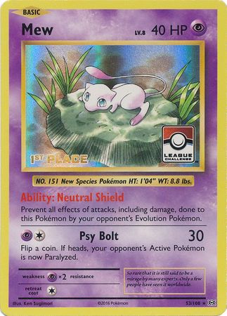 Mew (53/108) (League Promo 1st Place) [XY: Evolutions] | Gam3 Escape