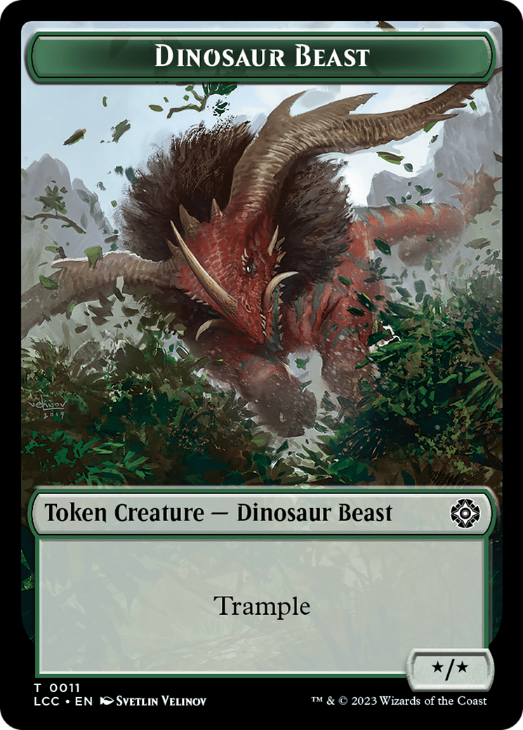 Dinosaur Beast // Dinosaur Double-Sided Token [The Lost Caverns of Ixalan Commander Tokens] | Gam3 Escape