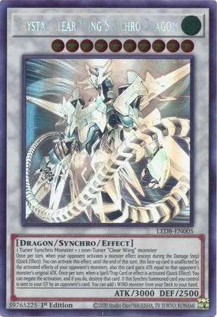 Crystal Clear Wing Synchro Dragon [LED8-EN005] Ghost Rare | Gam3 Escape