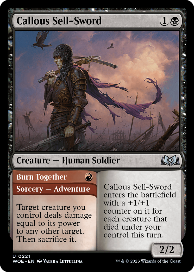 Callous Sell-Sword // Burn Together [Wilds of Eldraine] | Gam3 Escape
