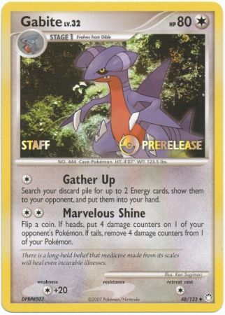 Gabite (48/123) (Staff Prerelease Promo) [Diamond & Pearl: Black Star Promos] | Gam3 Escape