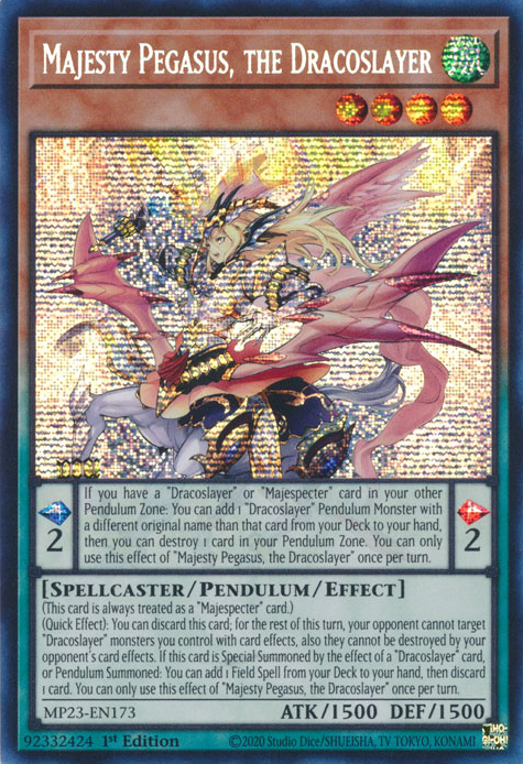 Majesty Pegasus, the Dracoslayer [MP23-EN173] Prismatic Secret Rare | Gam3 Escape