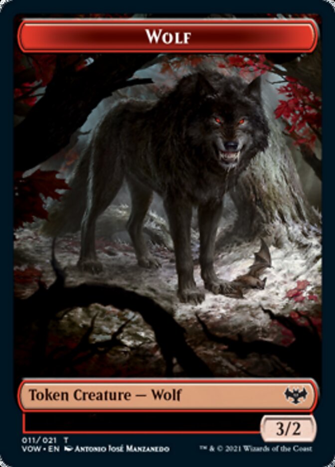 Wolf (011) // Human (010) Double-sided Token [Innistrad: Crimson Vow Tokens] | Gam3 Escape