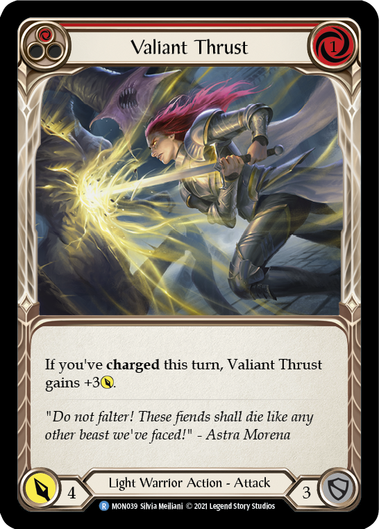 Valiant Thrust (Red) [MON039] 1st Edition Normal | Gam3 Escape
