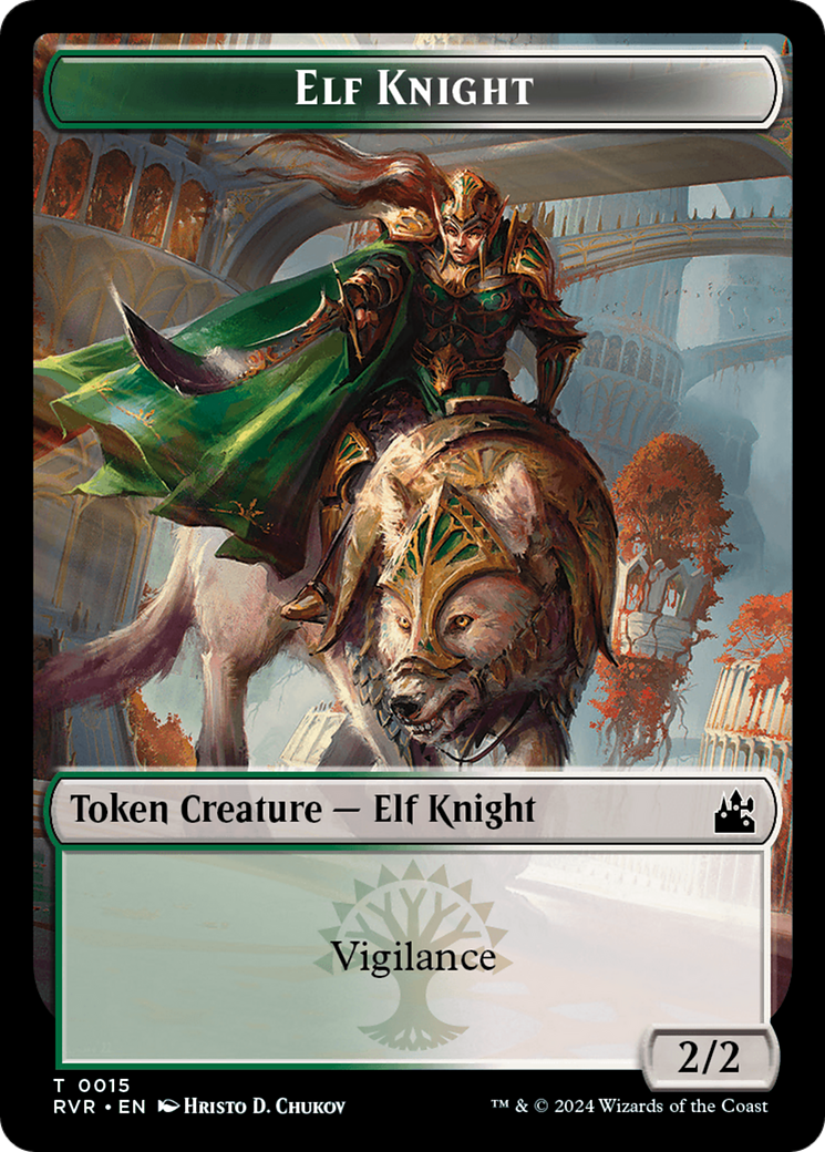 Elf Knight // Beast Double-Sided Token [Ravnica Remastered Tokens] | Gam3 Escape