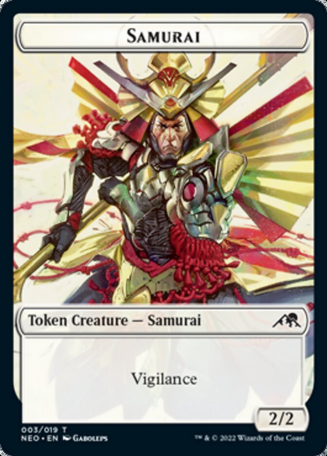 Samurai // Tezzeret, Betrayer of Flesh Emblem Double-sided Token [Kamigawa: Neon Dynasty Tokens] | Gam3 Escape