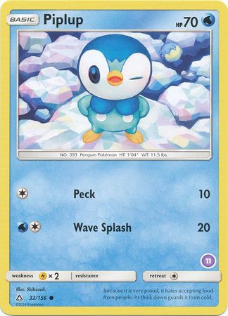 Piplup (32/156) (Deck Exclusive #11) [Sun & Moon: Trainer Kit - Alolan Sandslash] | Gam3 Escape