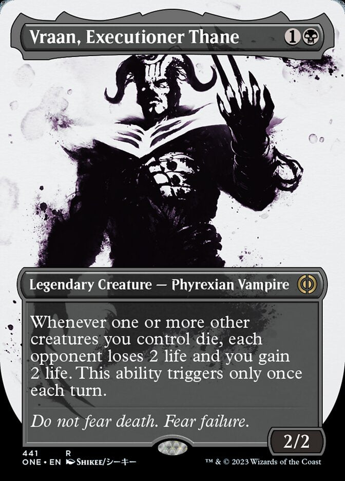 Vraan, Executioner Thane (Borderless Ichor Step-and-Compleat Foil) [Phyrexia: All Will Be One] | Gam3 Escape