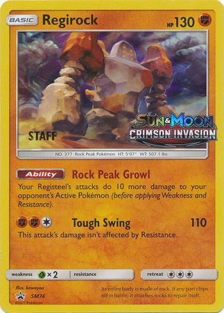 Regirock (SM74) (Staff Prerelease Promo) [Sun & Moon: Black Star Promos] | Gam3 Escape