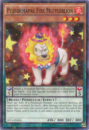 Performapal Fire Mufflerlion [SP15-EN024] Shatterfoil Rare | Gam3 Escape