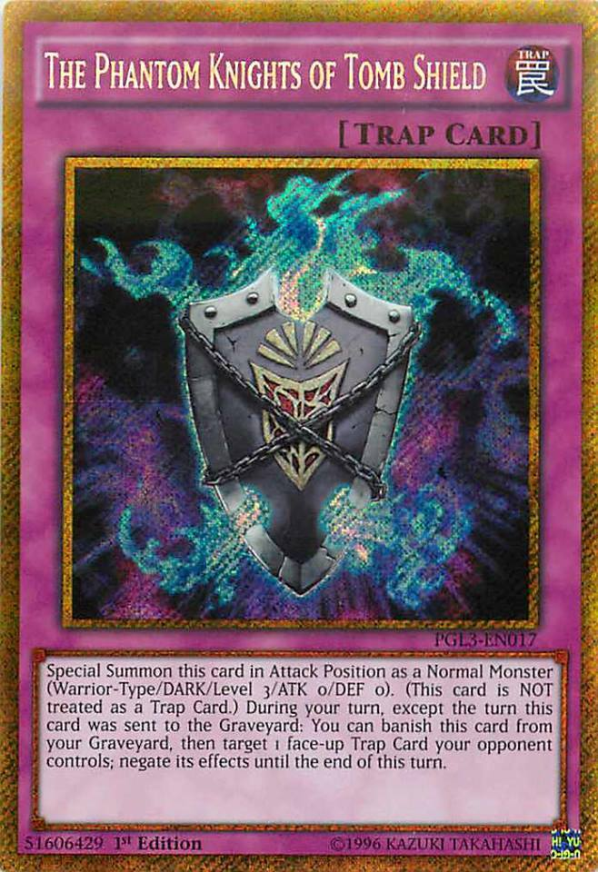 The Phantom Knights of Tomb Shield [PGL3-EN017] Gold Secret Rare | Gam3 Escape