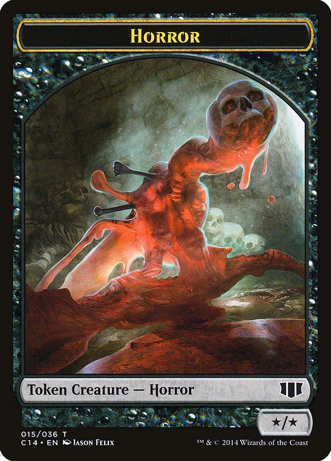 Horror // Zombie (016/036) Double-sided Token [Commander 2014 Tokens] | Gam3 Escape
