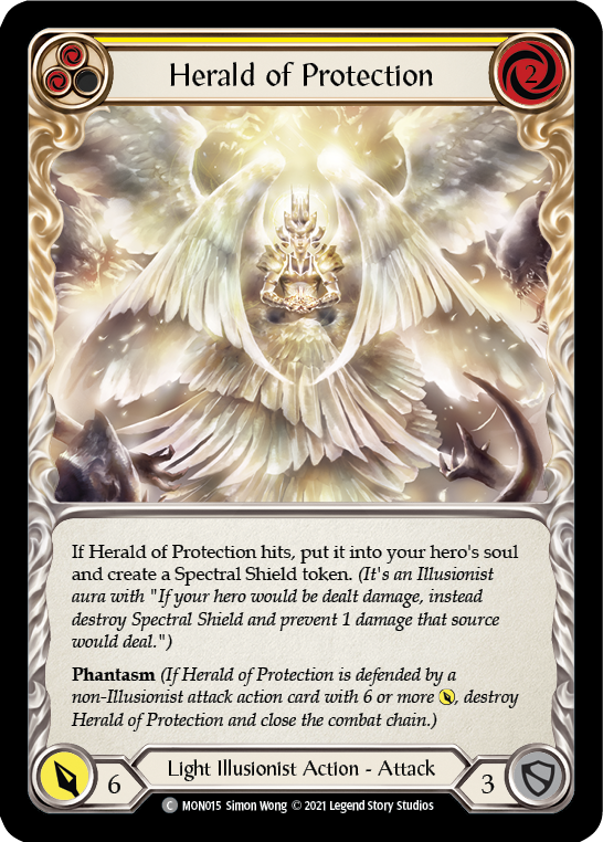 Herald of Protection (Yellow) [MON015] 1st Edition Normal | Gam3 Escape