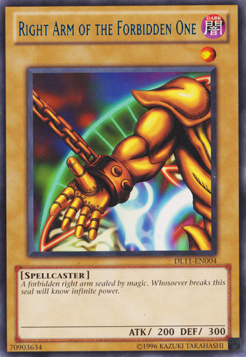 Right Arm of the Forbidden One (Blue) [DL11-EN004] Rare | Gam3 Escape